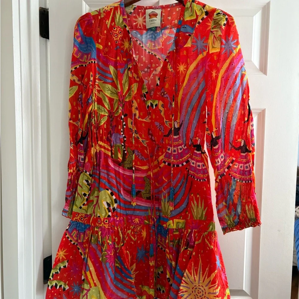 FARM Rio Red Multicolor Mini Dress - Picture 6 of 6